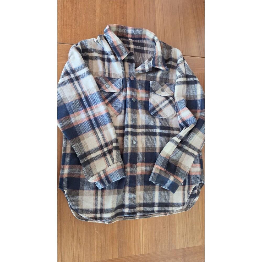 Women's Plaid Long Sleeve Button Down Top Size Xl